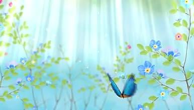 鲜花开放蝴蝶植物绿色春夏上新动画片头制作视频的预览图